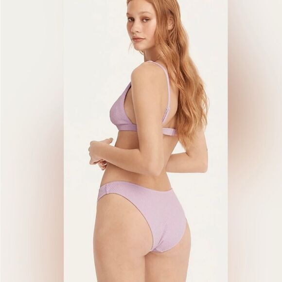 NWT J. Crew Textured plunge bikini top & curved-waist cheeky bottom- Size Medium - Picture 2 of 7